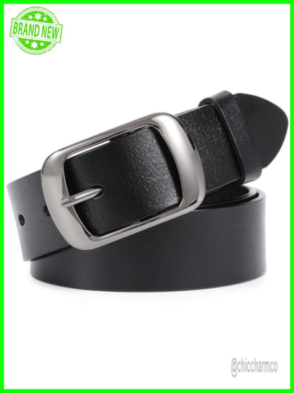 Women Leather Belt with Solid Pin Buckle Adjustable Fit for Jeans Pants Dress